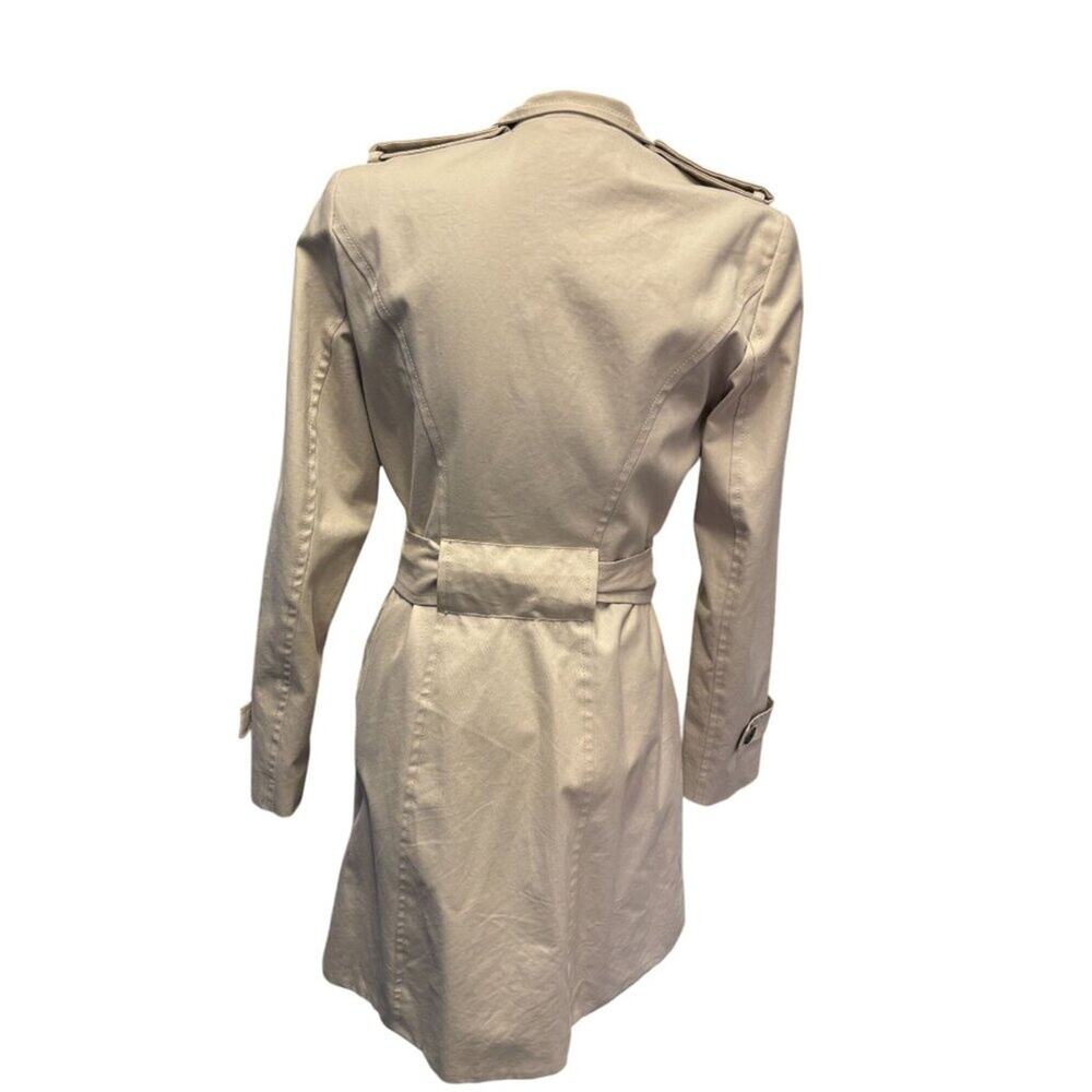 Diane Von Furstenberg Vintage Spy Ruffle Beige Belted Trench Coat Womens Size 4 - Picture 3 of 8
